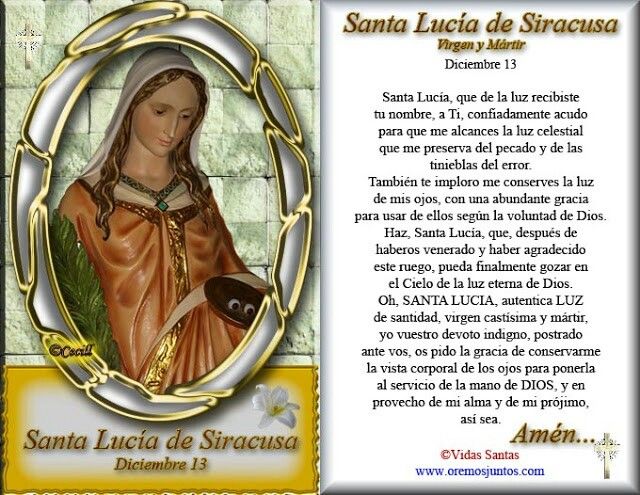 La devoción a Santa Lucía: Oración a la Virgen María de Jesús